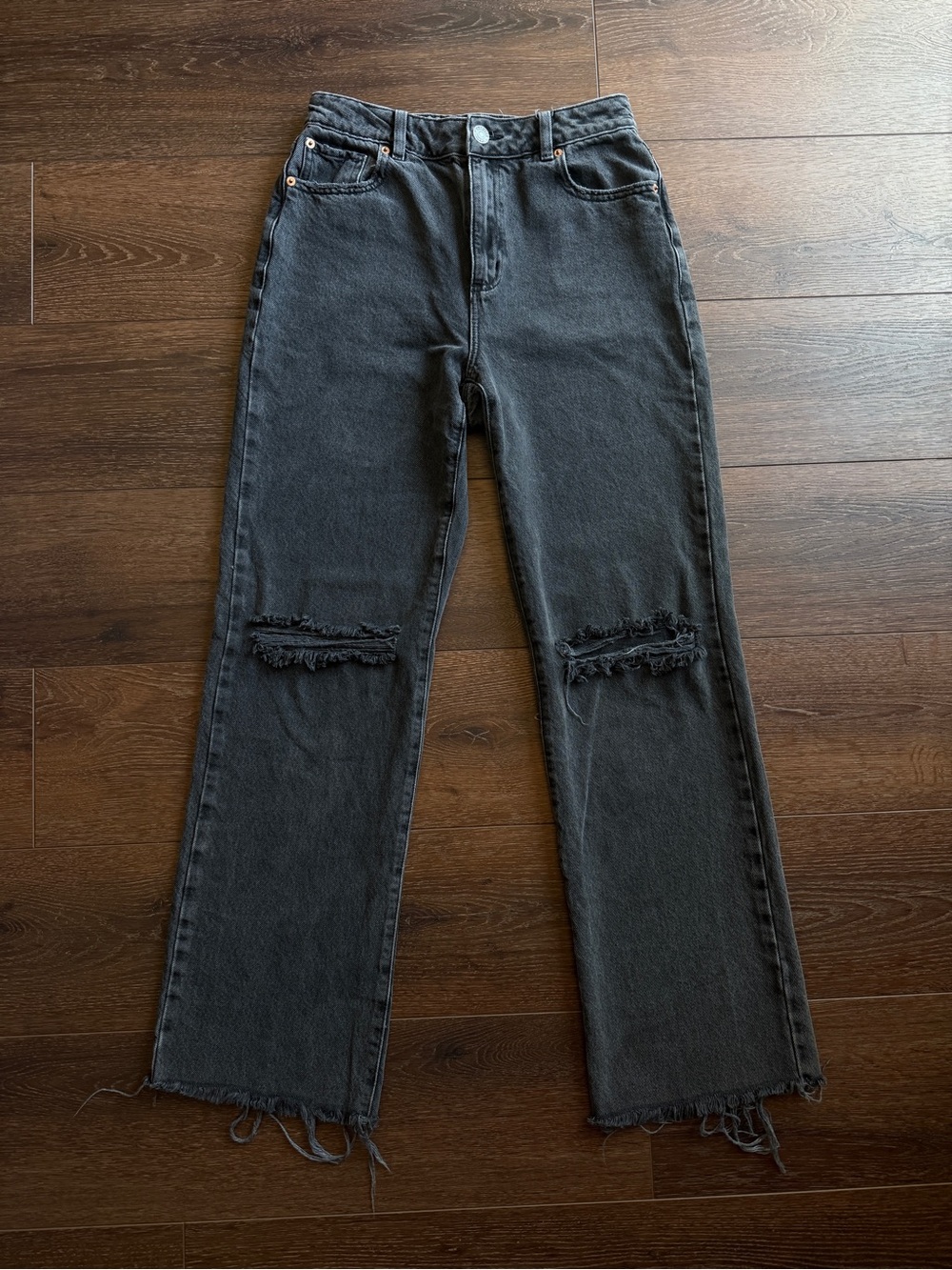 Garage High-Rise Distressed Straight Jeans - Black